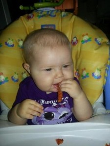 Chowing down on sweet potato fries. 